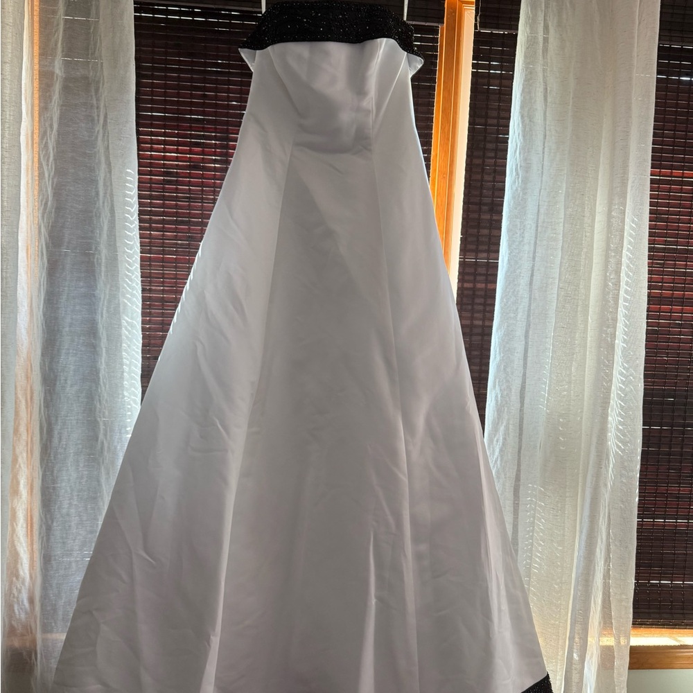 David's Bridal White and Black Dress